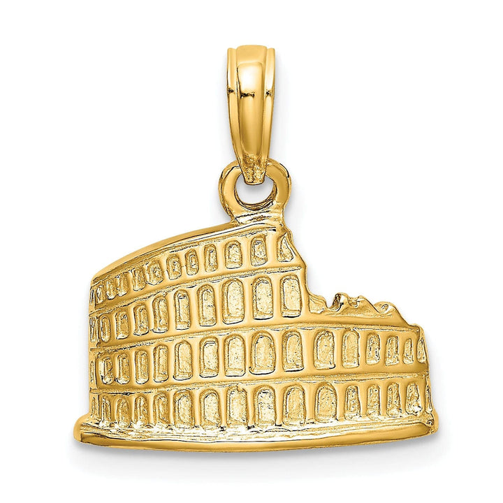 Lovely Rita's Pendants & Charms 14K Yellow Gold Polished Texture Finish 2-Dimensional Coliseum Charm Pendant