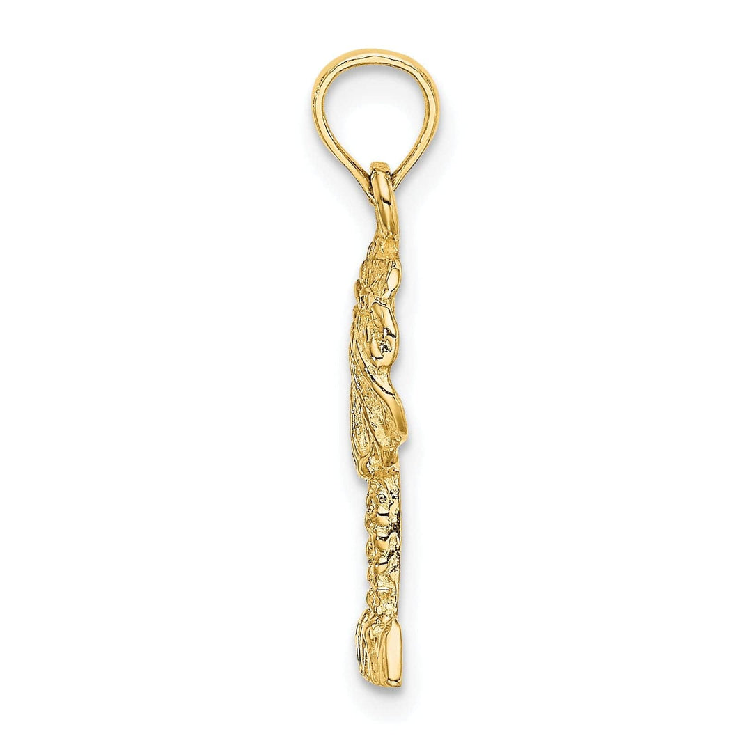 Lovely Rita's Pendants & Charms 14K Yellow Gold Polished Texture Finish 2-Dimensional Concave Shape Palm Tree Charm Pendant