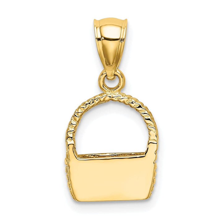 Lovely Rita's Pendants & Charms 14K Yellow Gold Polished Texture Finish 2-Dimensional Flat Back Basket Charm Pendant