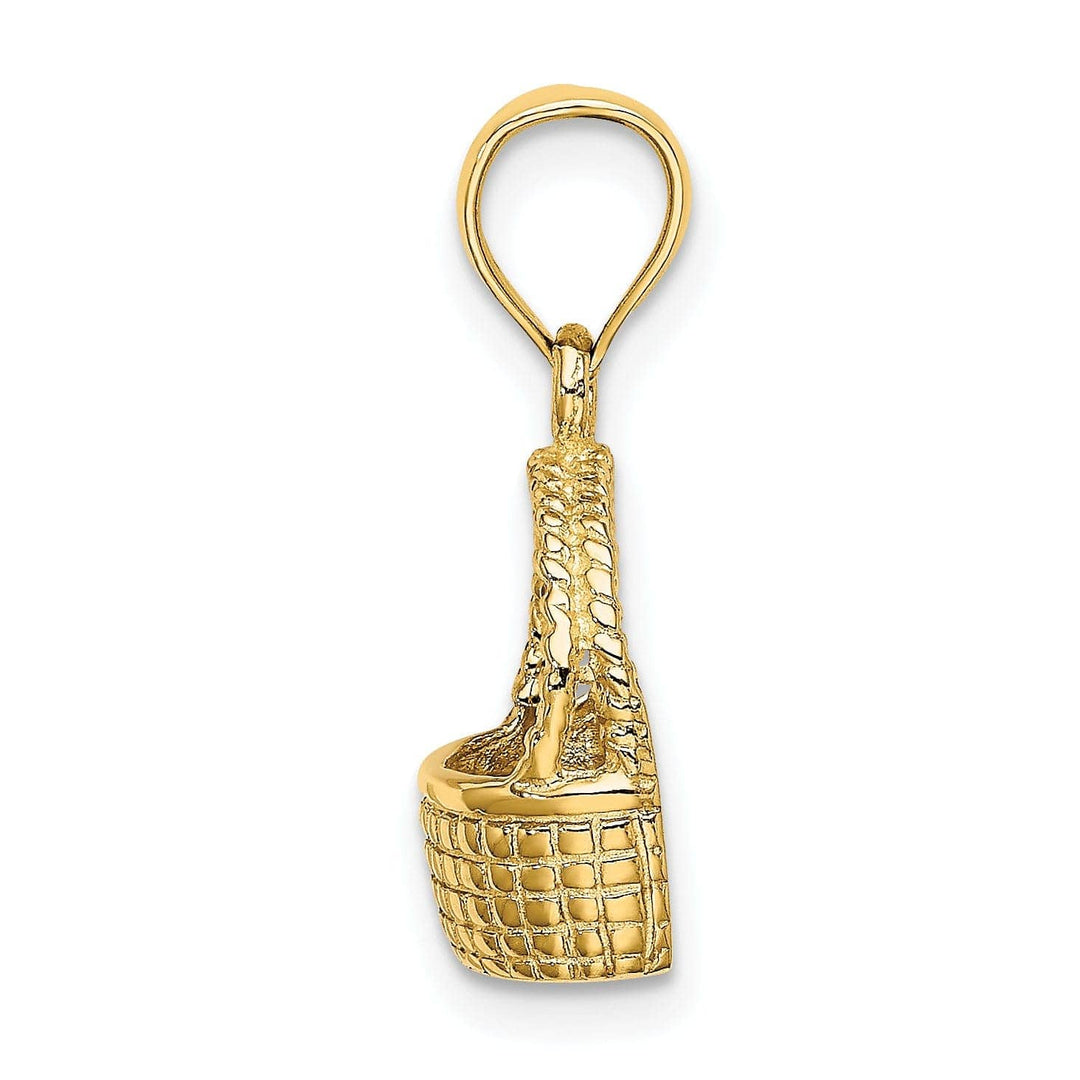 Lovely Rita's Pendants & Charms 14K Yellow Gold Polished Texture Finish 2-Dimensional Flat Back Basket Charm Pendant