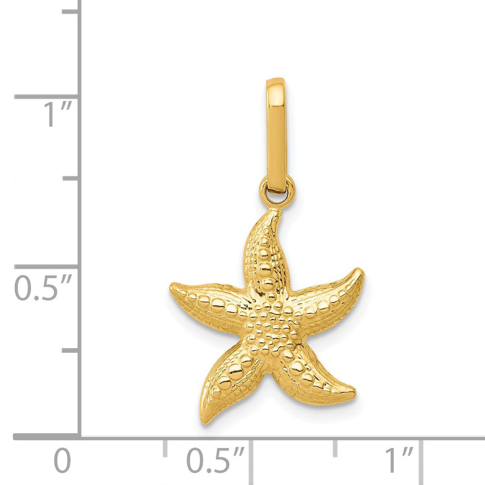 Lovely Rita's Pendants & Charms 14k Yellow Gold Polished Texture Finish 3-D Starfish Charm Pendant