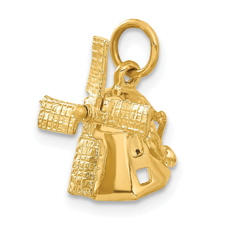 Lovely Rita's Pendants & Charms 14K Yellow Gold Polished Texture Finish 3-D Windmill Charm Pendant