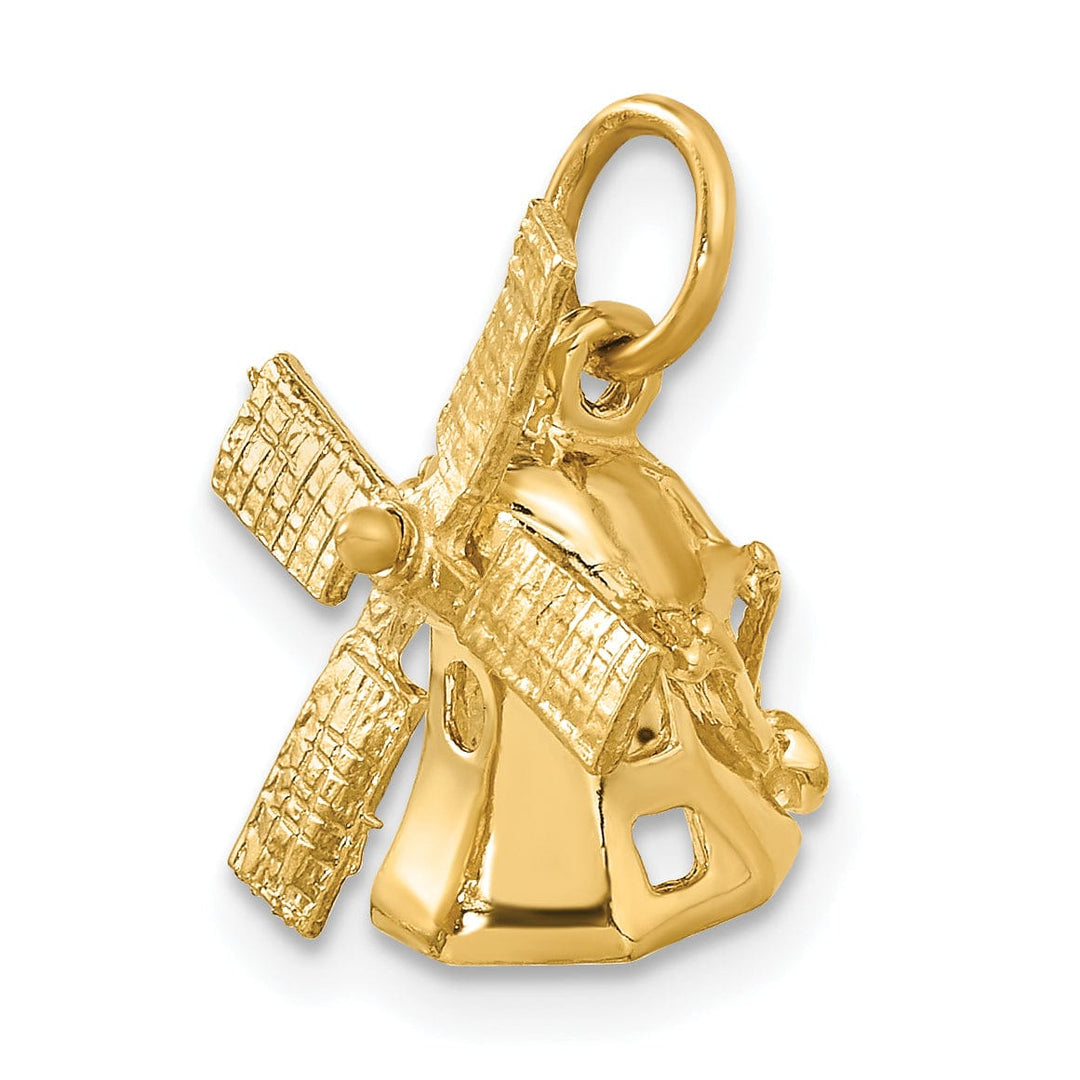 Lovely Rita's Pendants & Charms 14K Yellow Gold Polished Texture Finish 3-D Windmill Charm Pendant