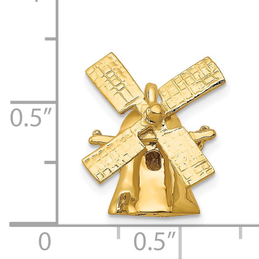 Lovely Rita's Pendants & Charms 14K Yellow Gold Polished Texture Finish 3-D Windmill Charm Pendant