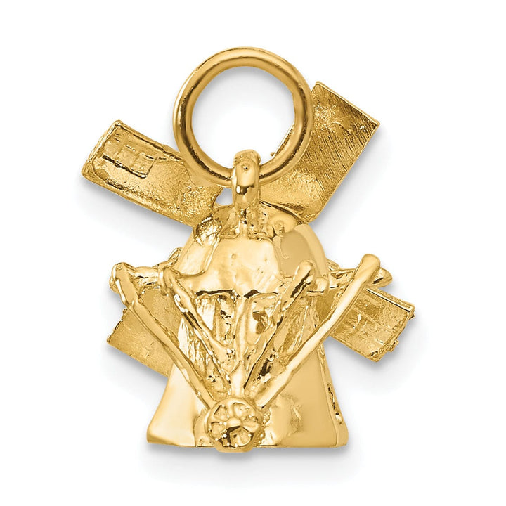 Lovely Rita's Pendants & Charms 14K Yellow Gold Polished Texture Finish 3-D Windmill Charm Pendant