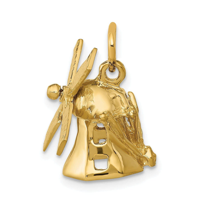 Lovely Rita's Pendants & Charms 14K Yellow Gold Polished Texture Finish 3-D Windmill Charm Pendant