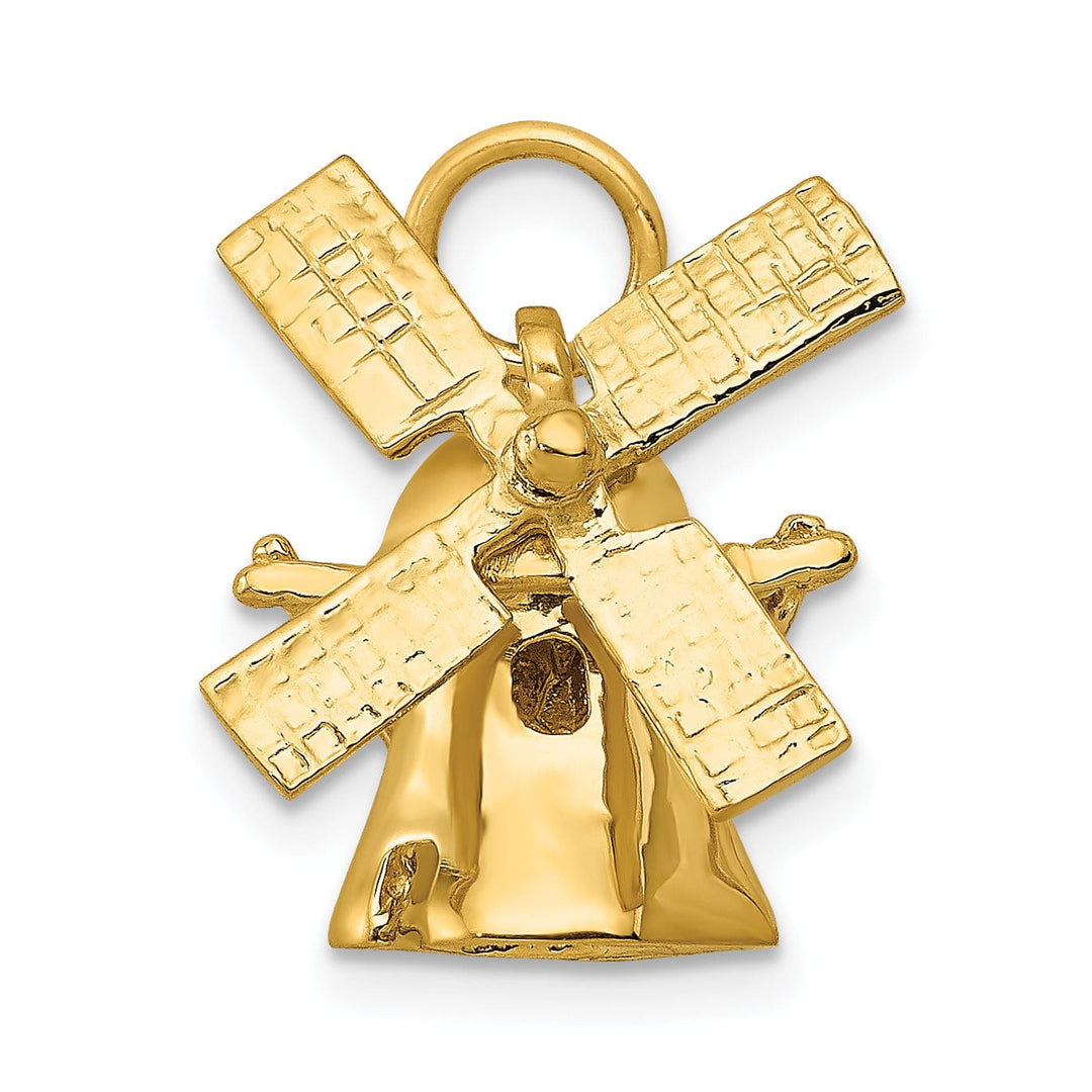 Lovely Rita's Pendants & Charms 14K Yellow Gold Polished Texture Finish 3-D Windmill Charm Pendant