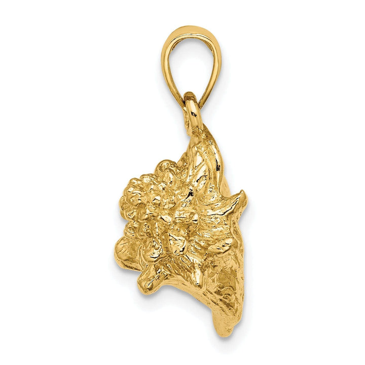Lovely Rita's Pendants & Charms 14K Yellow Gold Polished Texture Finish 3-Dimensional Conch Shell Charm Pendant