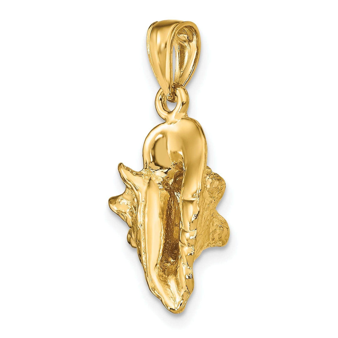 Lovely Rita's Pendants & Charms 14K Yellow Gold Polished Texture Finish 3-Dimensional Conch Shell Charm Pendant