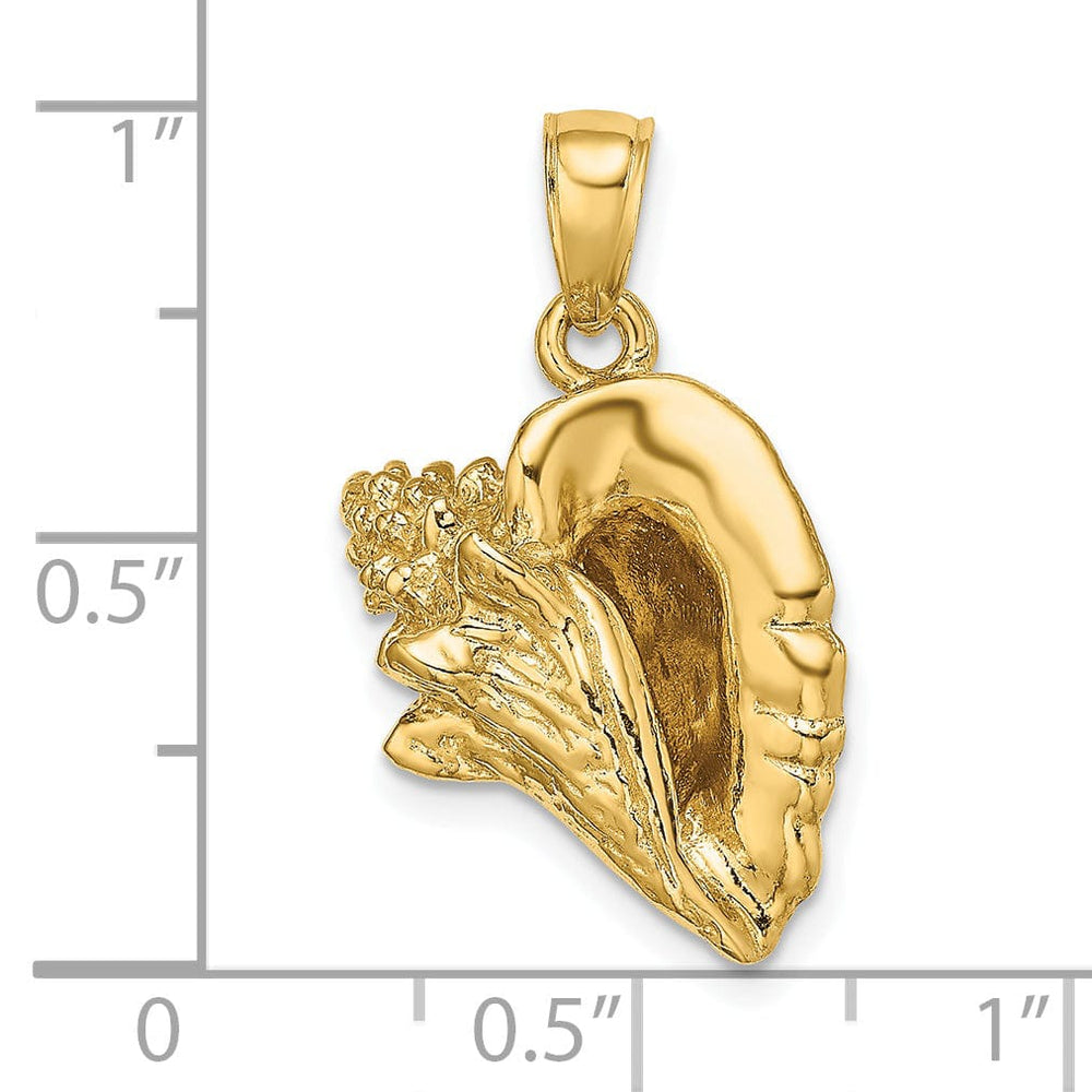 Lovely Rita's Pendants & Charms 14K Yellow Gold Polished Texture Finish 3-Dimensional Conch Shell Charm Pendant