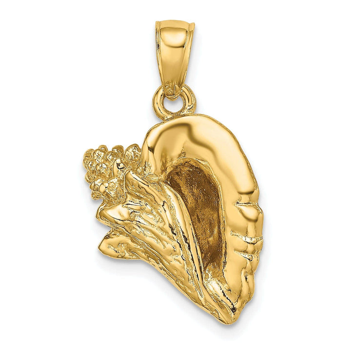 Lovely Rita's Pendants & Charms 14K Yellow Gold Polished Texture Finish 3-Dimensional Conch Shell Charm Pendant