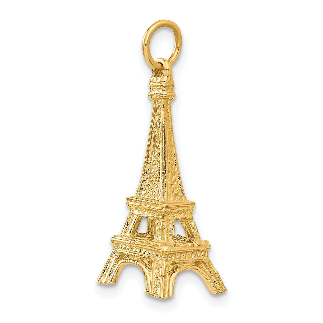 Lovely Rita's Pendants & Charms 14K Yellow Gold Polished Texture Finish 3-Dimensional Eiffel Tower Charm Pendant