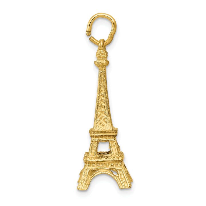 Lovely Rita's Pendants & Charms 14K Yellow Gold Polished Texture Finish 3-Dimensional Eiffel Tower Charm Pendant