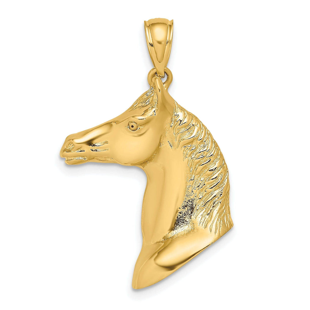 Lovely Rita's Pendants & Charms 14K Yellow Gold Polished Texture Finish 3-Dimensional Horse Head Charm Pendant
