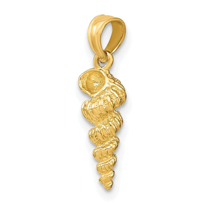 Lovely Rita's Pendants & Charms 14K Yellow Gold Polished Texture Finish 3-Dimensional Mini Common Wentletrap Shell Design Charm Pendant