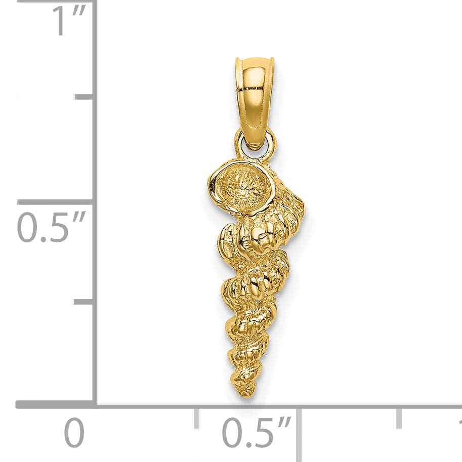 Lovely Rita's Pendants & Charms 14K Yellow Gold Polished Texture Finish 3-Dimensional Mini Common Wentletrap Shell Design Charm Pendant