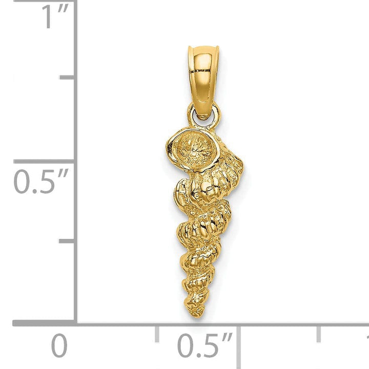 Lovely Rita's Pendants & Charms 14K Yellow Gold Polished Texture Finish 3-Dimensional Mini Common Wentletrap Shell Design Charm Pendant