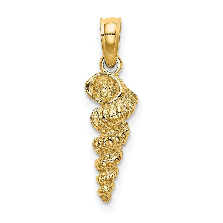 Lovely Rita's Pendants & Charms 14K Yellow Gold Polished Texture Finish 3-Dimensional Mini Common Wentletrap Shell Design Charm Pendant