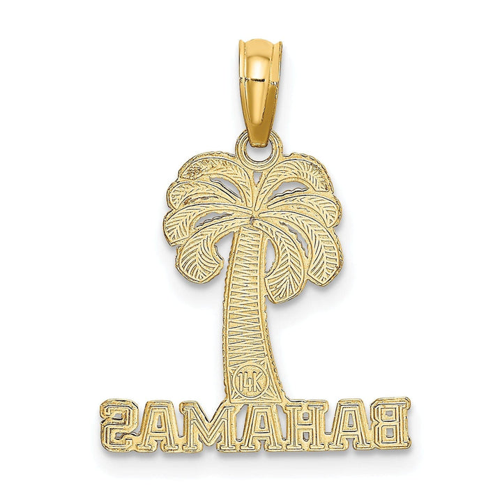 Lovely Rita's Pendants & Charms 14K Yellow Gold Polished Texture Finish BAHAMAS Under Palm Tree Charm Pendant