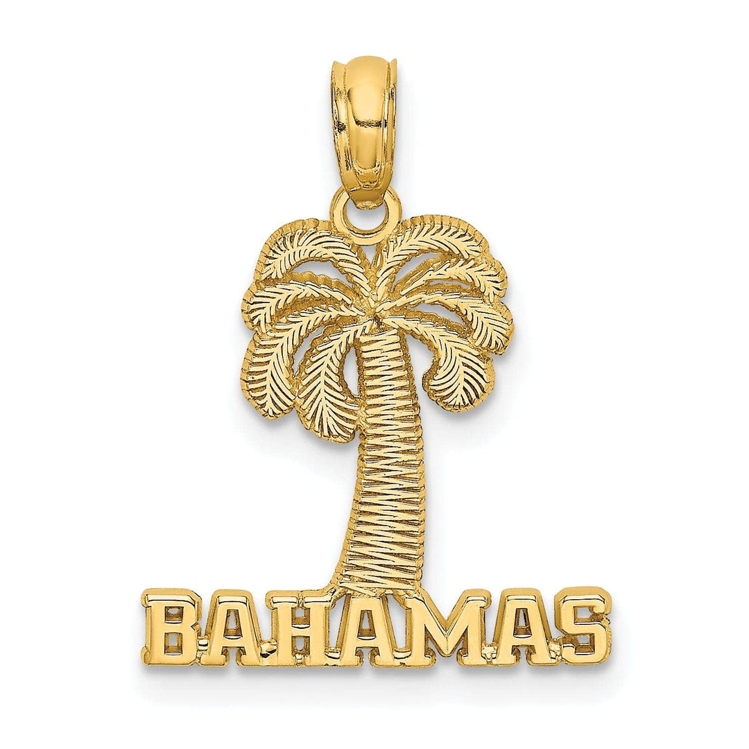 Lovely Rita's Pendants & Charms 14K Yellow Gold Polished Texture Finish BAHAMAS Under Palm Tree Charm Pendant