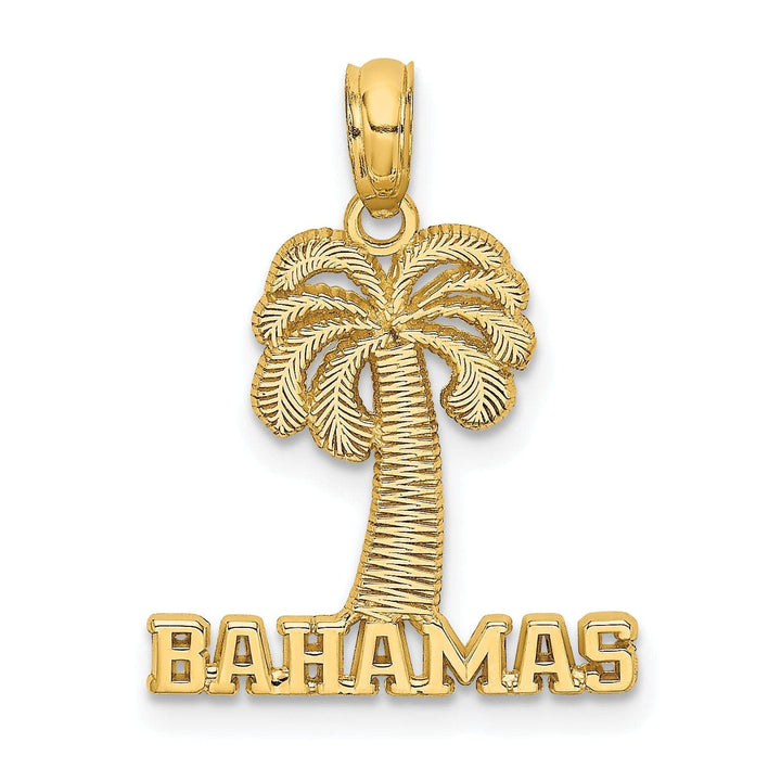 Lovely Rita's Pendants & Charms 14K Yellow Gold Polished Texture Finish BAHAMAS Under Palm Tree Charm Pendant