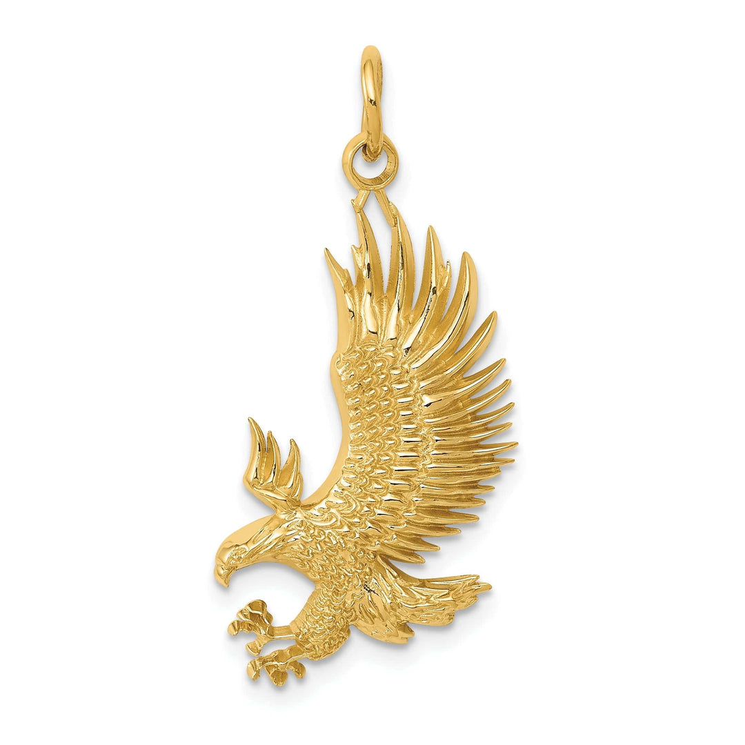Lovely Rita's Pendants & Charms 14k Yellow Gold Polished Texture Finish Bald Eagle Mens Charm Pendant