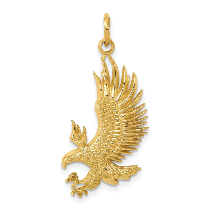 Lovely Rita's Pendants & Charms 14k Yellow Gold Polished Texture Finish Bald Eagle Mens Charm Pendant