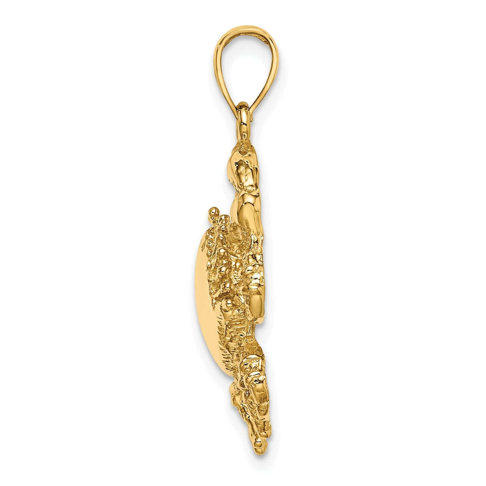 Lovely Rita's Pendants & Charms 14k Yellow Gold Polished Texture Finish Blue Claw Crab Charm Pendant