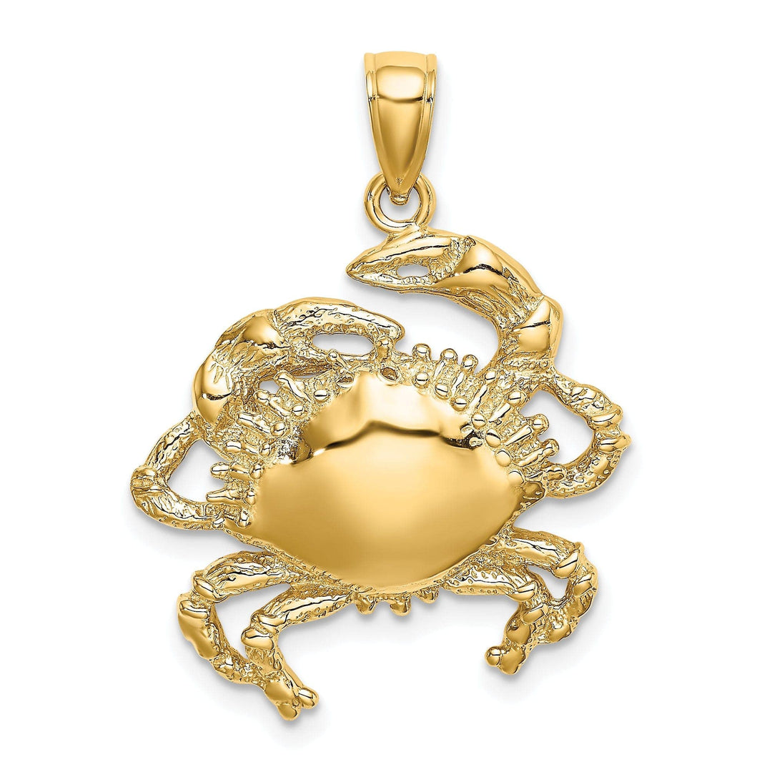 Lovely Rita's Pendants & Charms 14k Yellow Gold Polished Texture Finish Blue Claw Crab Charm Pendant