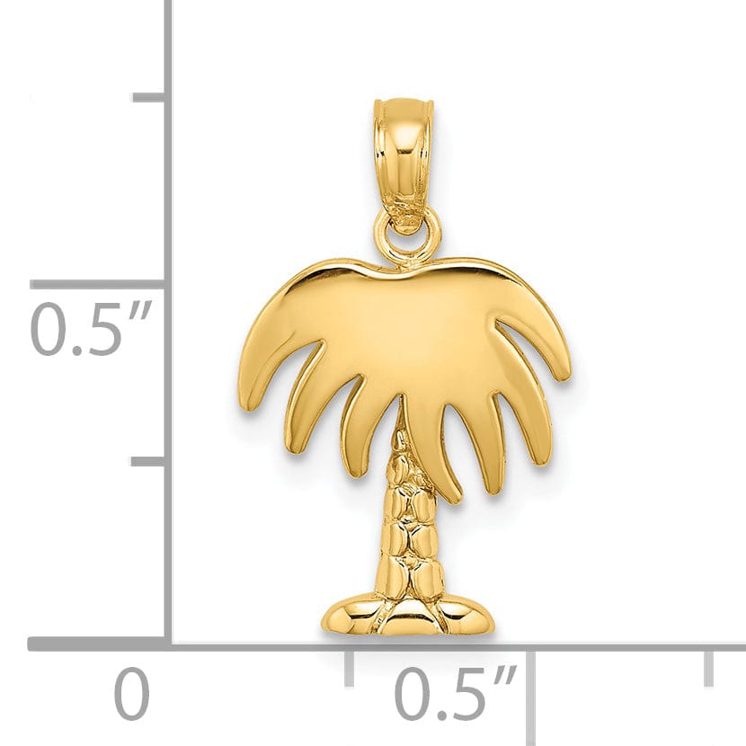 Lovely Rita's Pendants & Charms 14K Yellow Gold Polished Texture Finish Charleston Palm Tree Charm Pendant