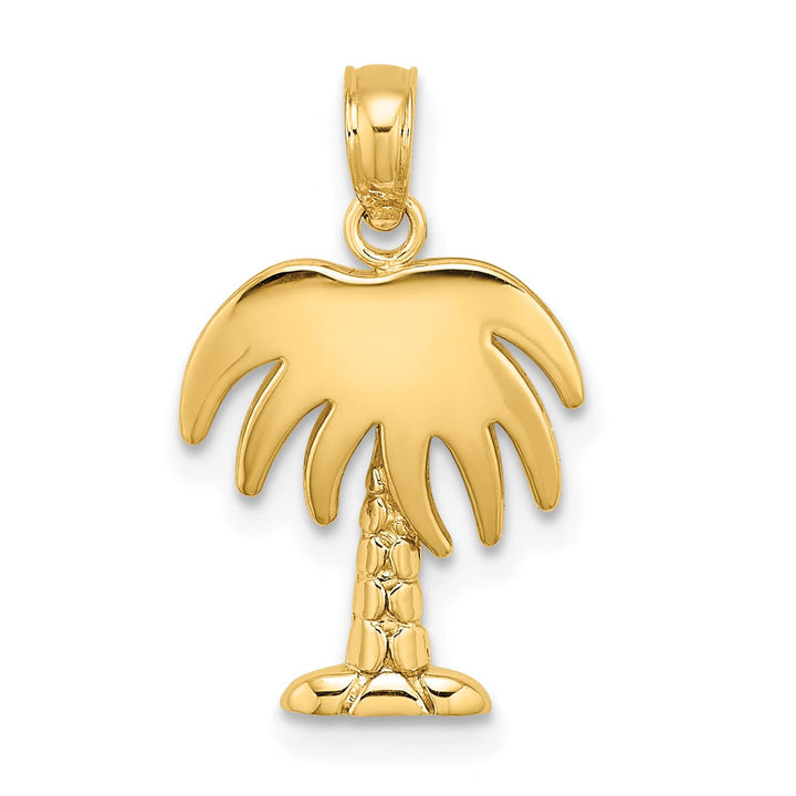 Lovely Rita's Pendants & Charms 14K Yellow Gold Polished Texture Finish Charleston Palm Tree Charm Pendant