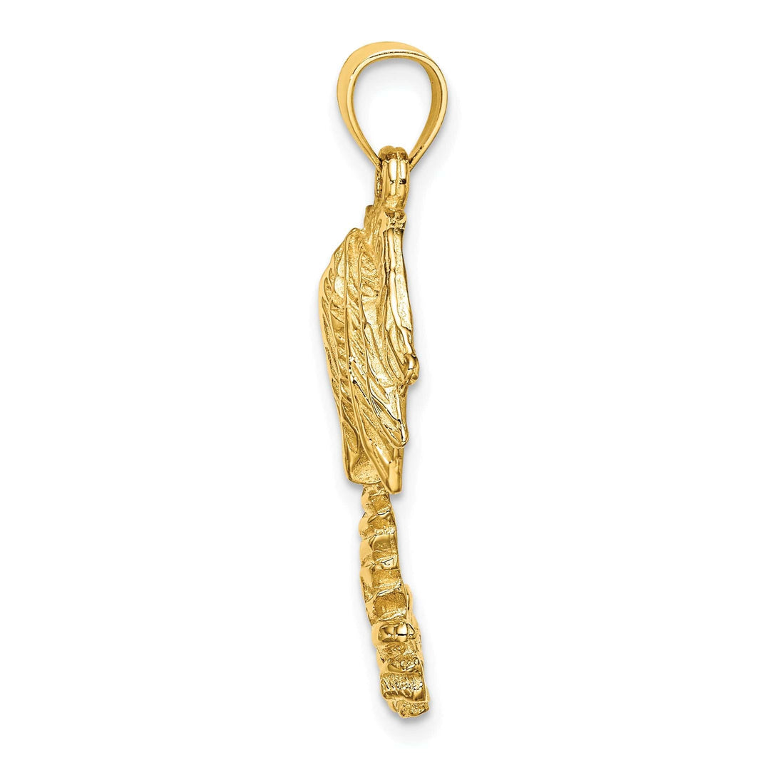 Lovely Rita's Pendants & Charms 14K Yellow Gold Polished Texture Finish Concave Shape 2-Dimensional Single Palm Tree Charm
