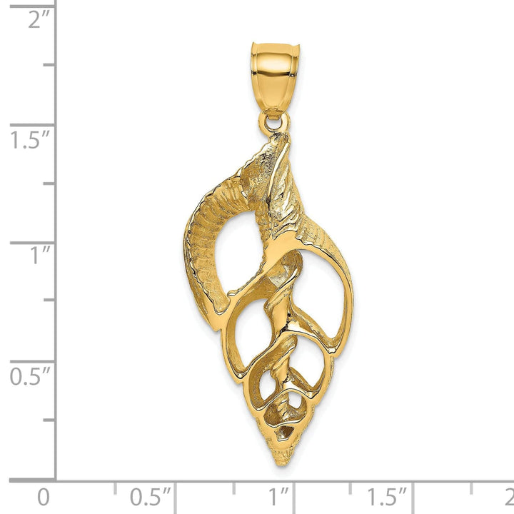 Lovely Rita's Pendants & Charms 14K Yellow Gold Polished Texture Finish Cut-Out Design Conch Shell Skeleton Charm Pendant
