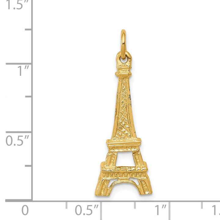 Lovely Rita's Pendants & Charms 14k Yellow Gold Polished Texture Finish Eiffel Tower Charm Pendant
