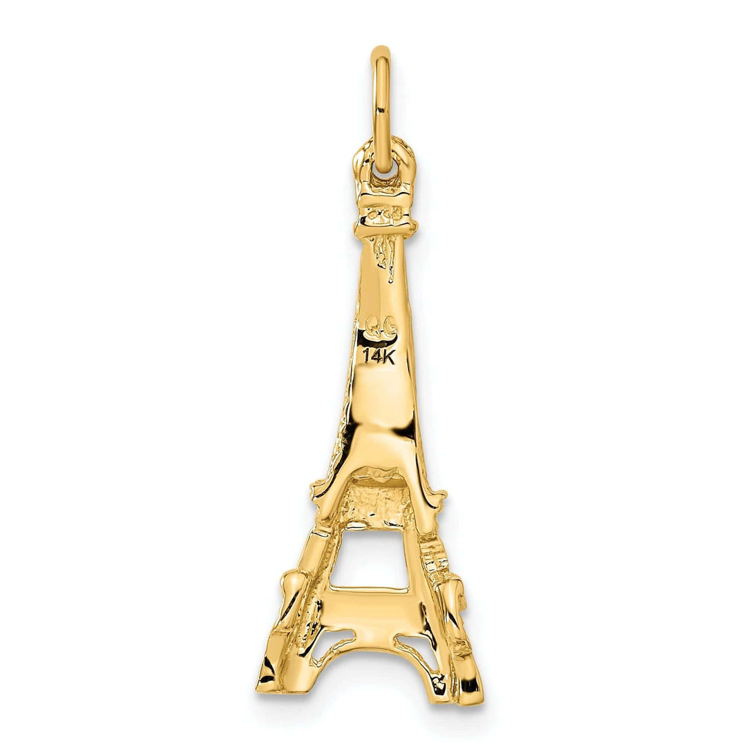 Lovely Rita's Pendants & Charms 14k Yellow Gold Polished Texture Finish Eiffel Tower Charm Pendant