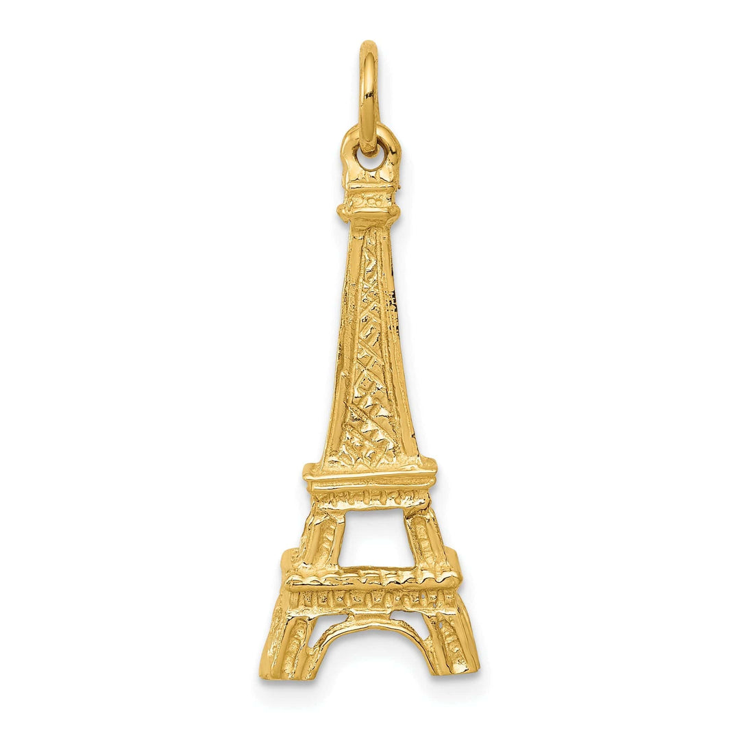 Lovely Rita's Pendants & Charms 14k Yellow Gold Polished Texture Finish Eiffel Tower Charm Pendant