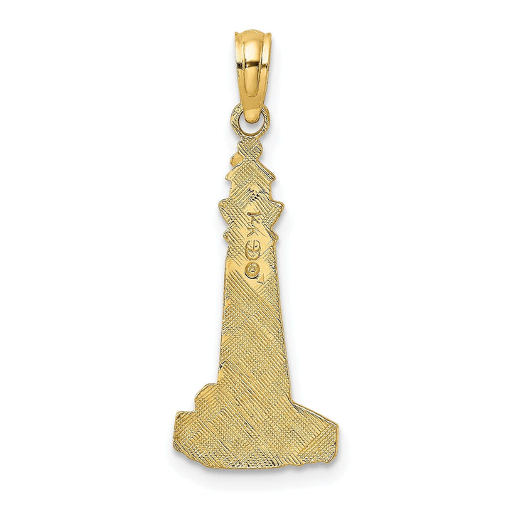 Lovely Rita's Pendants & Charms 14K Yellow Gold Polished Texture Finish Flat Design Lighthouse Charm