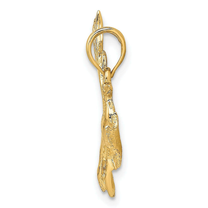 Lovely Rita's Pendants & Charms 14K Yellow Gold Polished Texture Finish Flying Heron Bird Charm Pendant