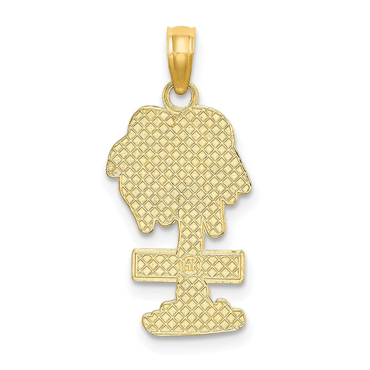 Lovely Rita's Pendants & Charms 14K Yellow Gold Polished Texture Finish HAWAII Sign on Palm Tree Design Charm Pendant