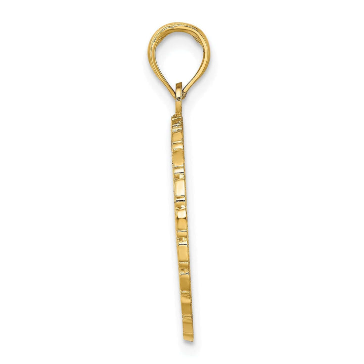 Lovely Rita's Pendants & Charms 14K Yellow Gold Polished Texture Finish JAMAICA & Palm Tree in Round Disk Shape Charm Pendant