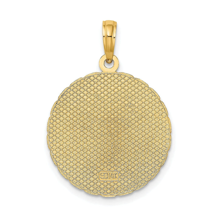 Lovely Rita's Pendants & Charms 14K Yellow Gold Polished Texture Finish JAMAICA & Palm Tree in Round Disk Shape Charm Pendant