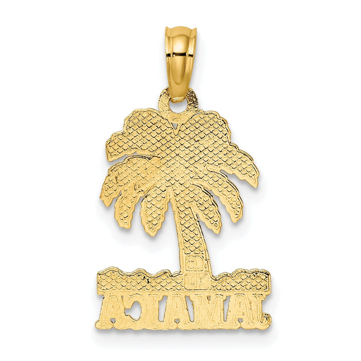 Lovely Rita's Pendants & Charms 14K Yellow Gold Polished Texture Finish JAMAICA Under Palm Tree Design Charm Pendant