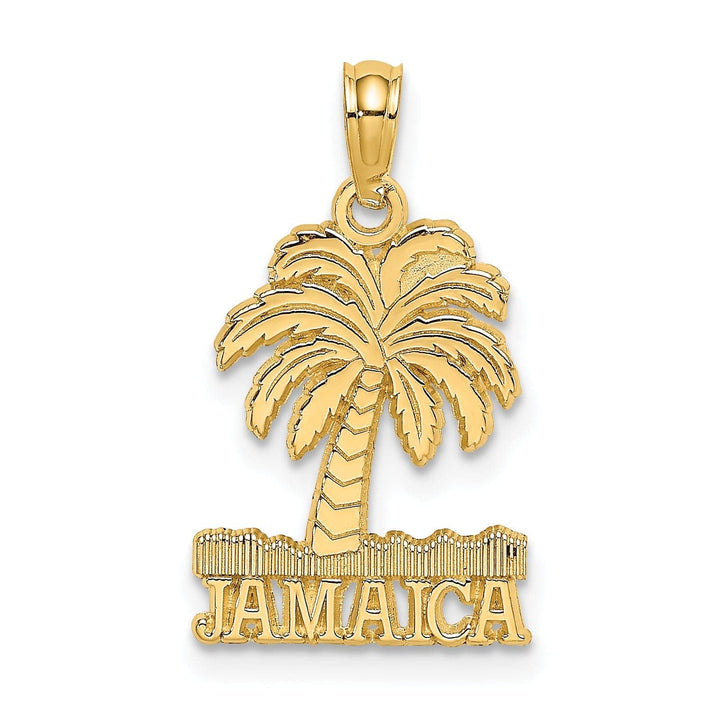 Lovely Rita's Pendants & Charms 14K Yellow Gold Polished Texture Finish JAMAICA Under Palm Tree Design Charm Pendant