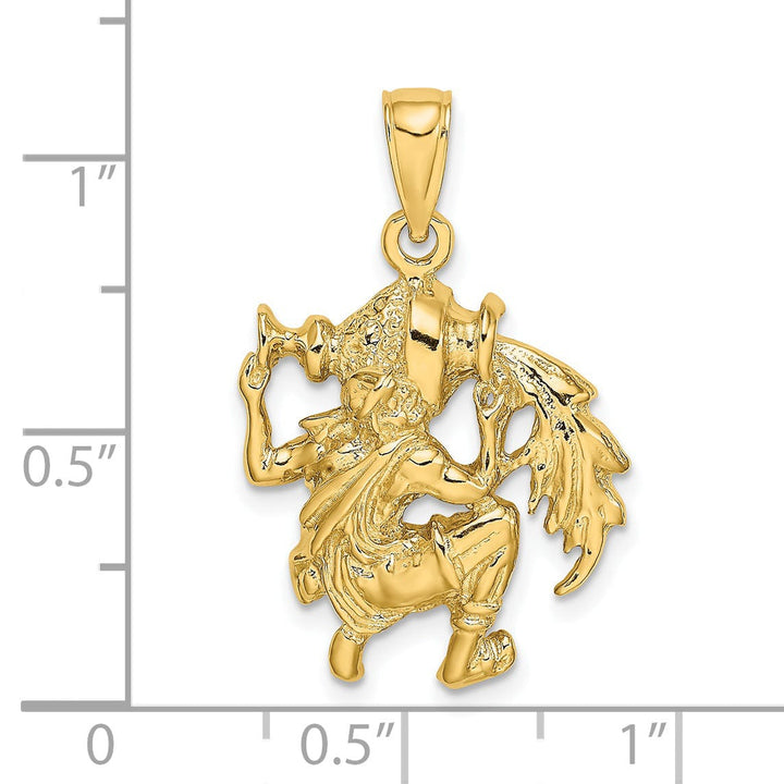 Lovely Rita's Pendants & Charms 14k Yellow Gold Polished Texture Finish Large Size3-D Aquarius Zodiac Charm Pendant
