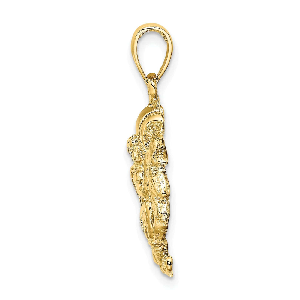 Lovely Rita's Pendants & Charms 14k Yellow Gold Polished Texture Finish Large Size3-D Aquarius Zodiac Charm Pendant