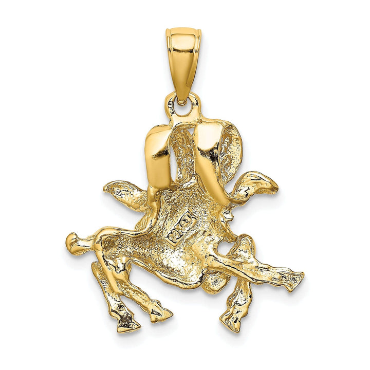 Lovely Rita's Pendants & Charms 14k Yellow Gold Polished Texture Finish Large Size3-D Aries Zodiac Charm Pendant