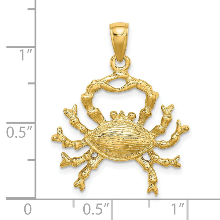 Lovely Rita's Pendants & Charms 14k Yellow Gold Polished Texture Finish Large Size3-D Cancer Zodiac Charm Pendant