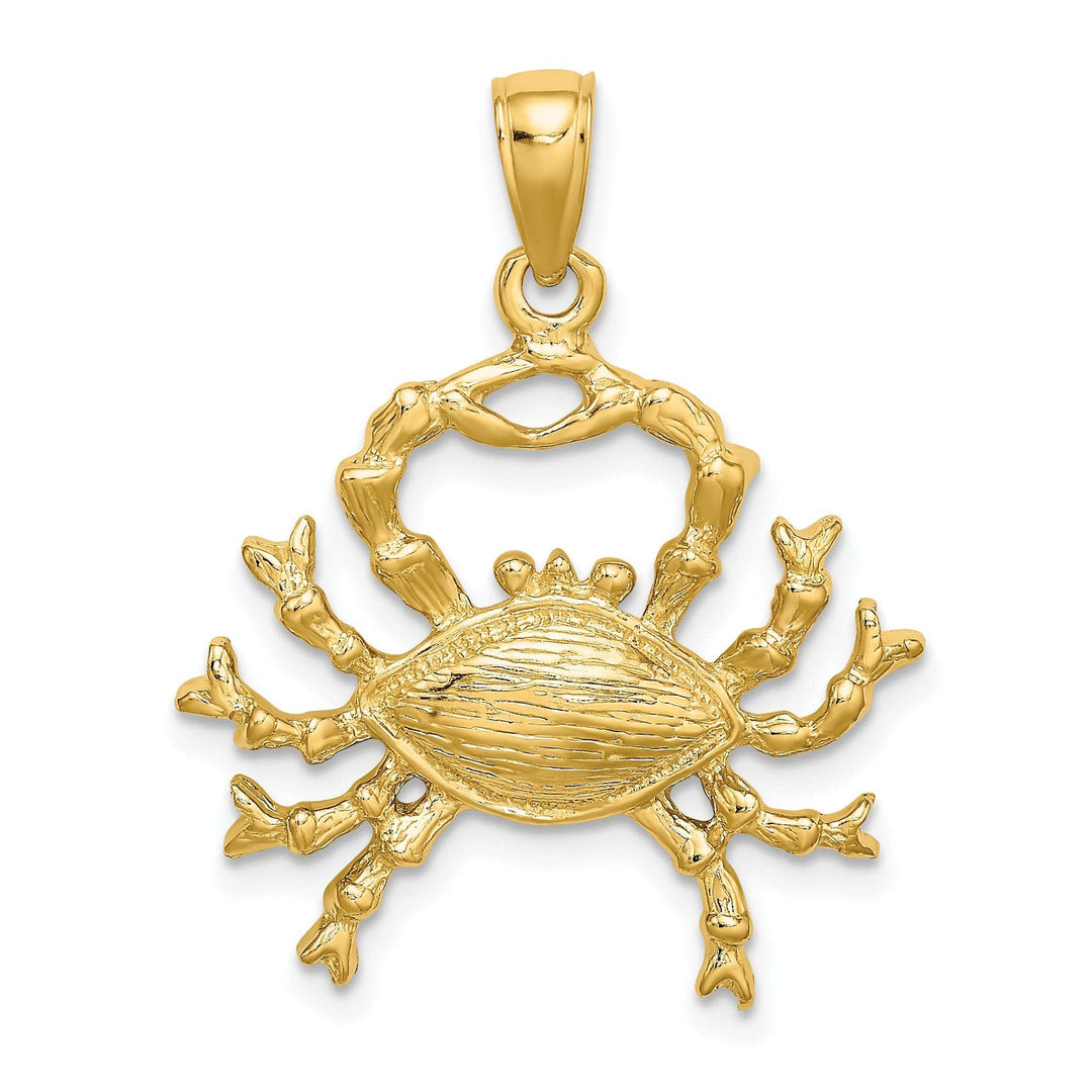 Lovely Rita's Pendants & Charms 14k Yellow Gold Polished Texture Finish Large Size3-D Cancer Zodiac Charm Pendant