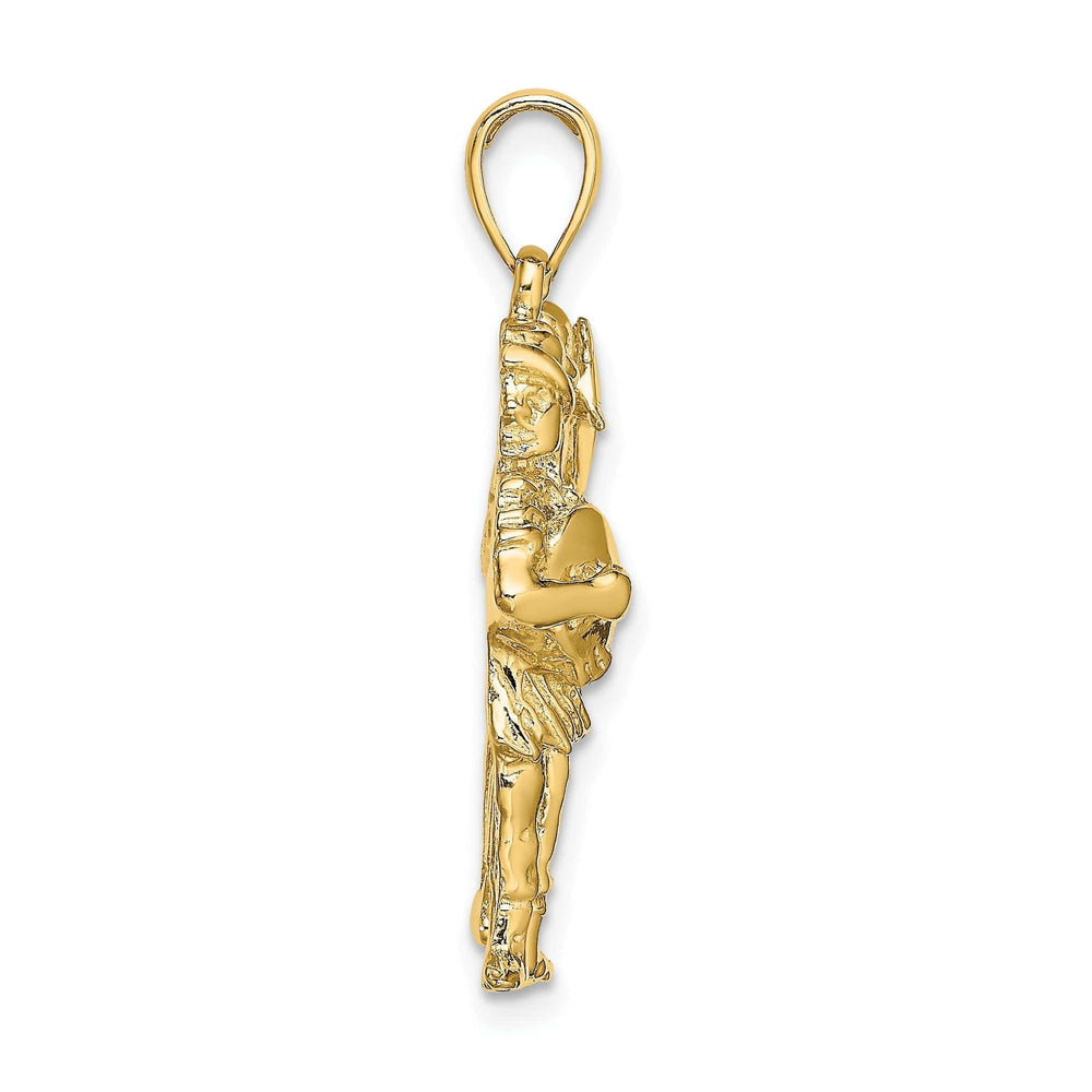 Lovely Rita's Pendants & Charms 14k Yellow Gold Polished Texture Finish Large Size3-D Gemini Zodiac Charm Pendant