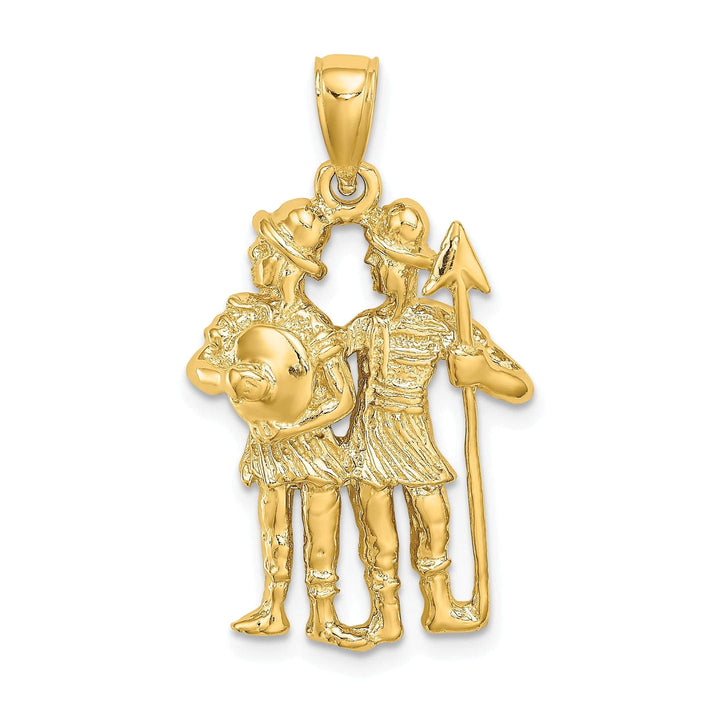 Lovely Rita's Pendants & Charms 14k Yellow Gold Polished Texture Finish Large Size3-D Gemini Zodiac Charm Pendant